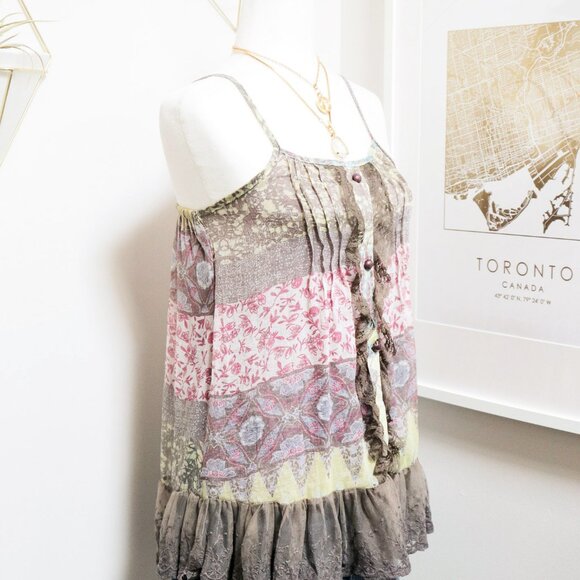 Boho Sheer Patchwork Lace Cami 🪷 RANUNCULUS - Picture 3 of 8